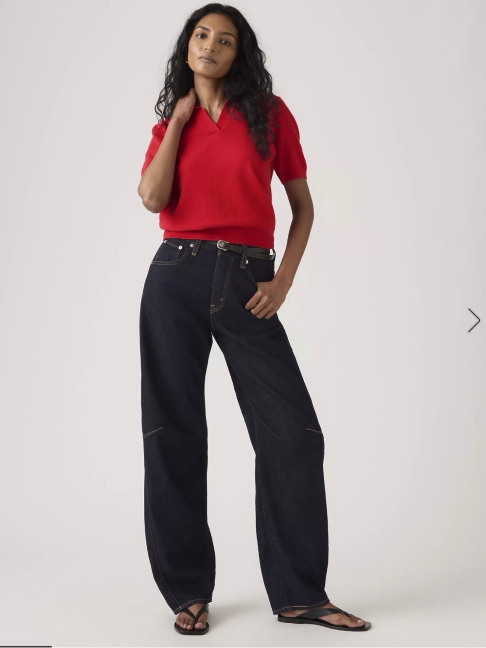 Levi’s Barrel Leg Dark Indigo Cinch Waist Jeans Women
